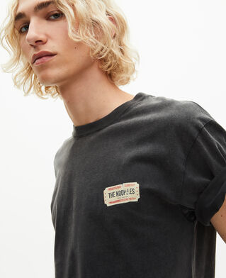 The Kooples MEN BLACK WASHED t-shirt with faded black silk-screen print