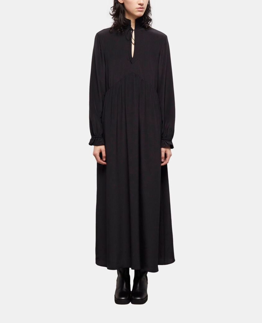 The Kooples WOMEN BLACK long black silk dress