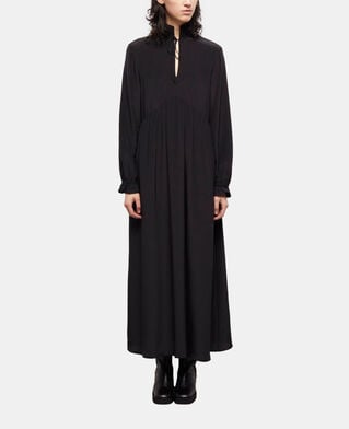 The Kooples WOMEN BLACK long black silk dress