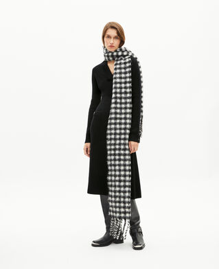 The Kooples MIXTE NOIR ET BLANC echarpe à carreaux noire et blanche