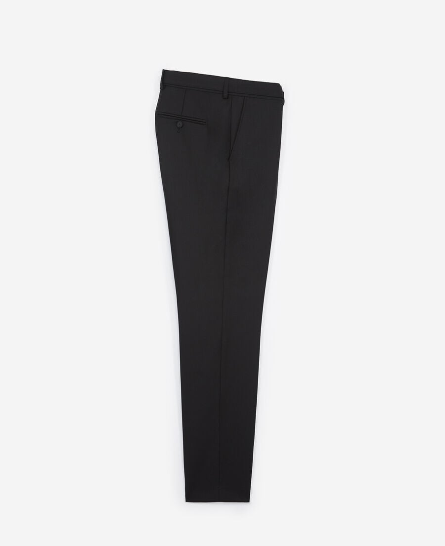 The Kooples HOMME BLACK pantalon de costume en laine &agrave; ceinture int&eacute;gr&eacute;e noir coupe ajust&eacute;e