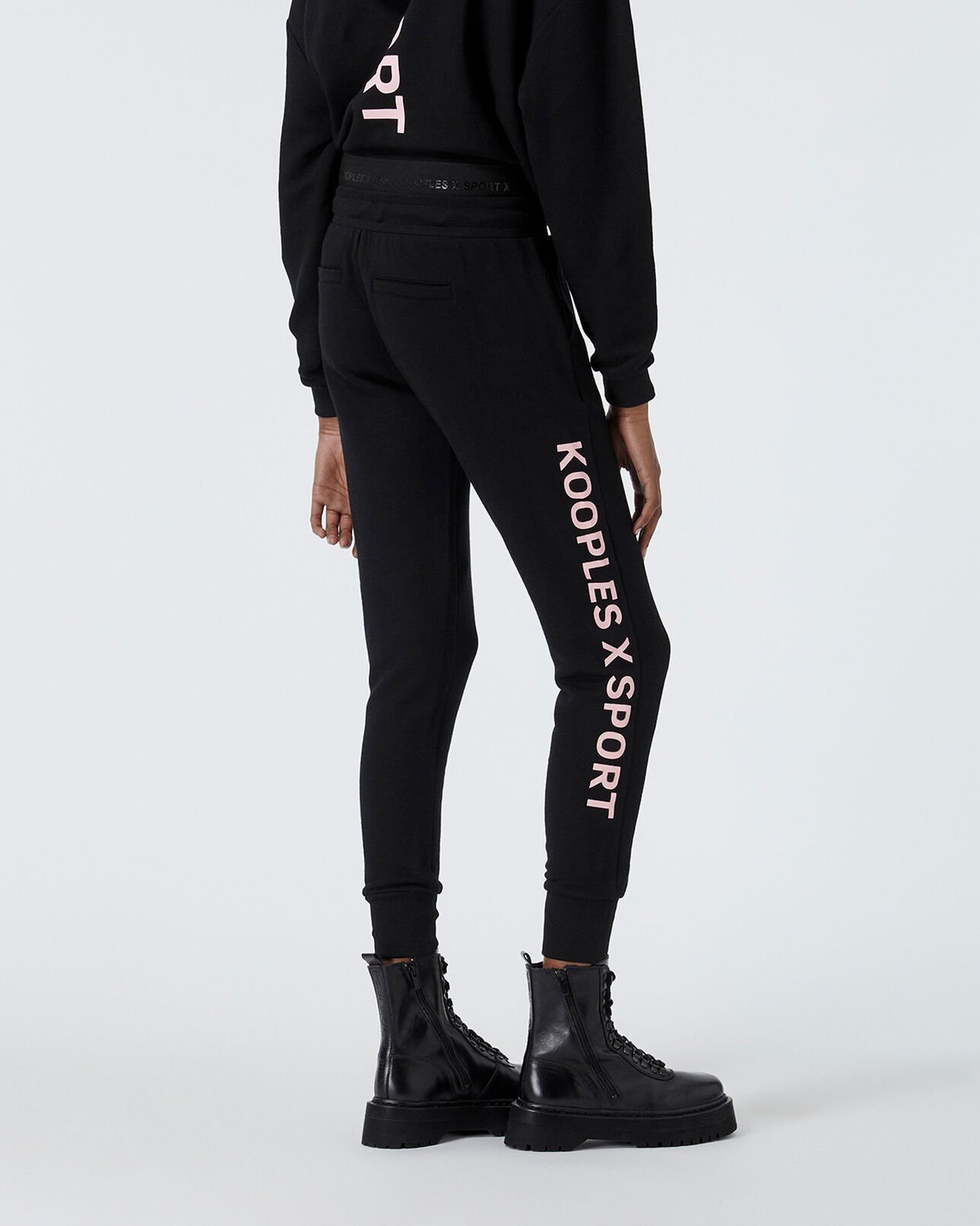 The Kooples FEMME BLACK jogging noir avec bande logo latérale