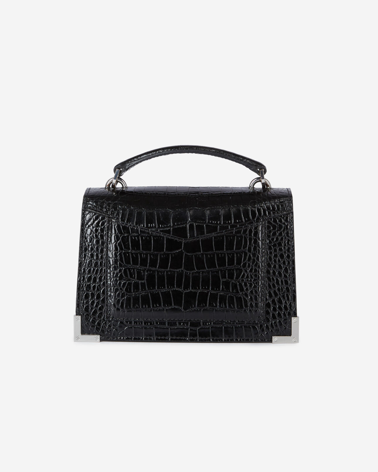 The Kooples F BLACK emily small crocodile-effect bag in black leather