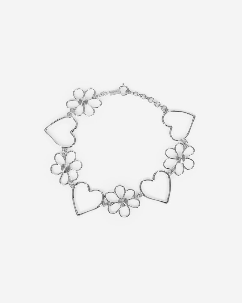 The Kooples WOMEN SILVER silver hearts and flowers choker necklace