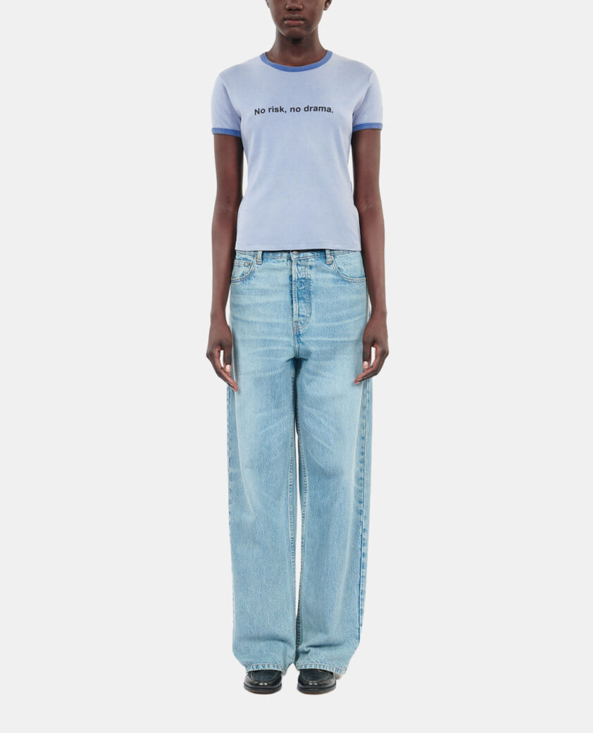 The Kooples FEMME STONE BLUE t-shirt avec s&eacute;rigraphie bleu