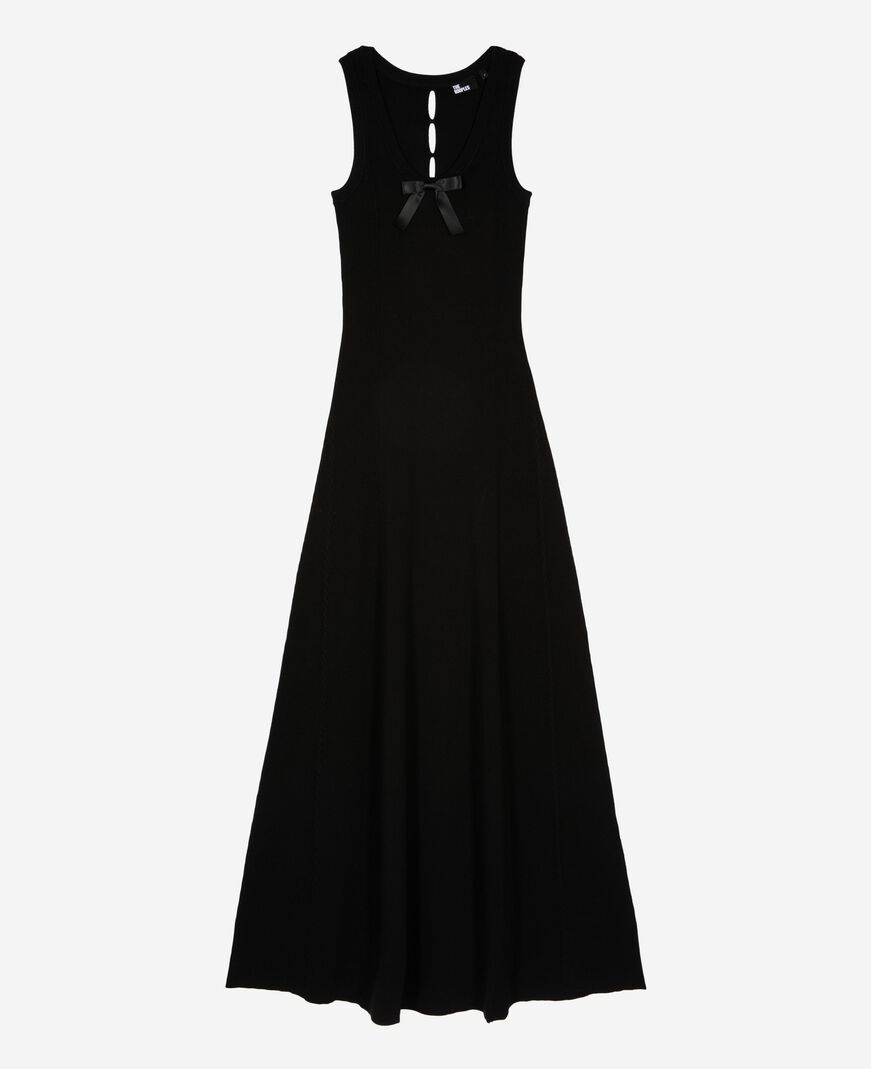 The Kooples FEMME BLACK robe longue en maille noire