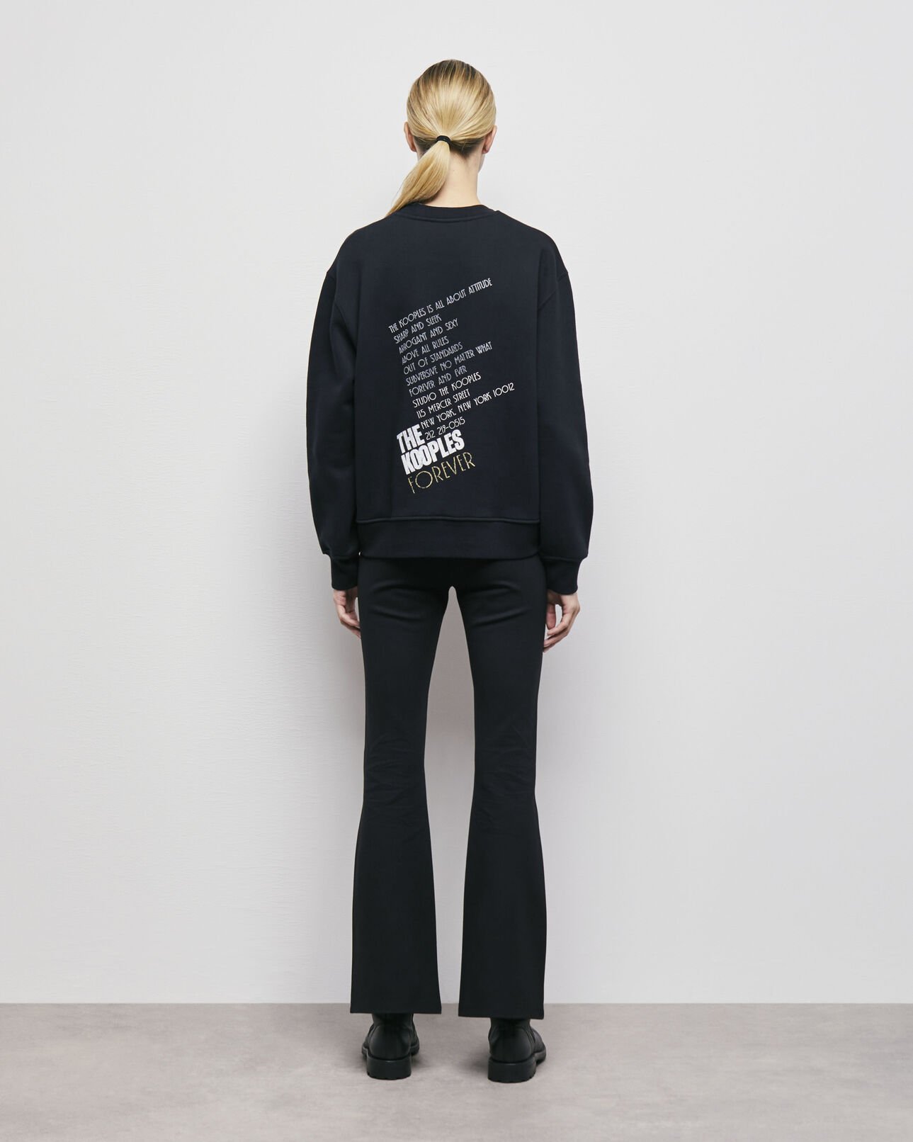 The Kooples F BLACK-ANTIC GOLD black screen print sweatshirt