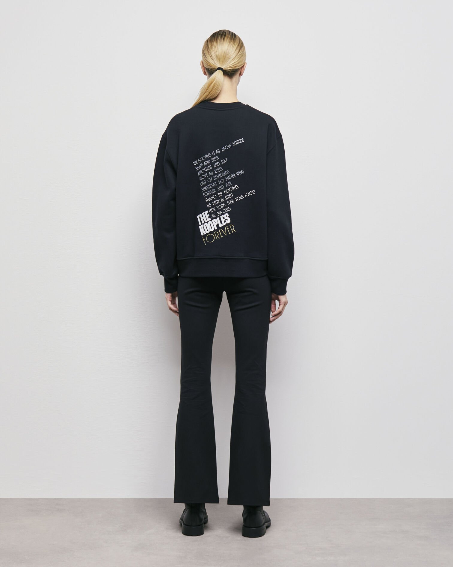 Black screen print sweatshirt, BLACK-ANTIC GOLD, hi-res image number null