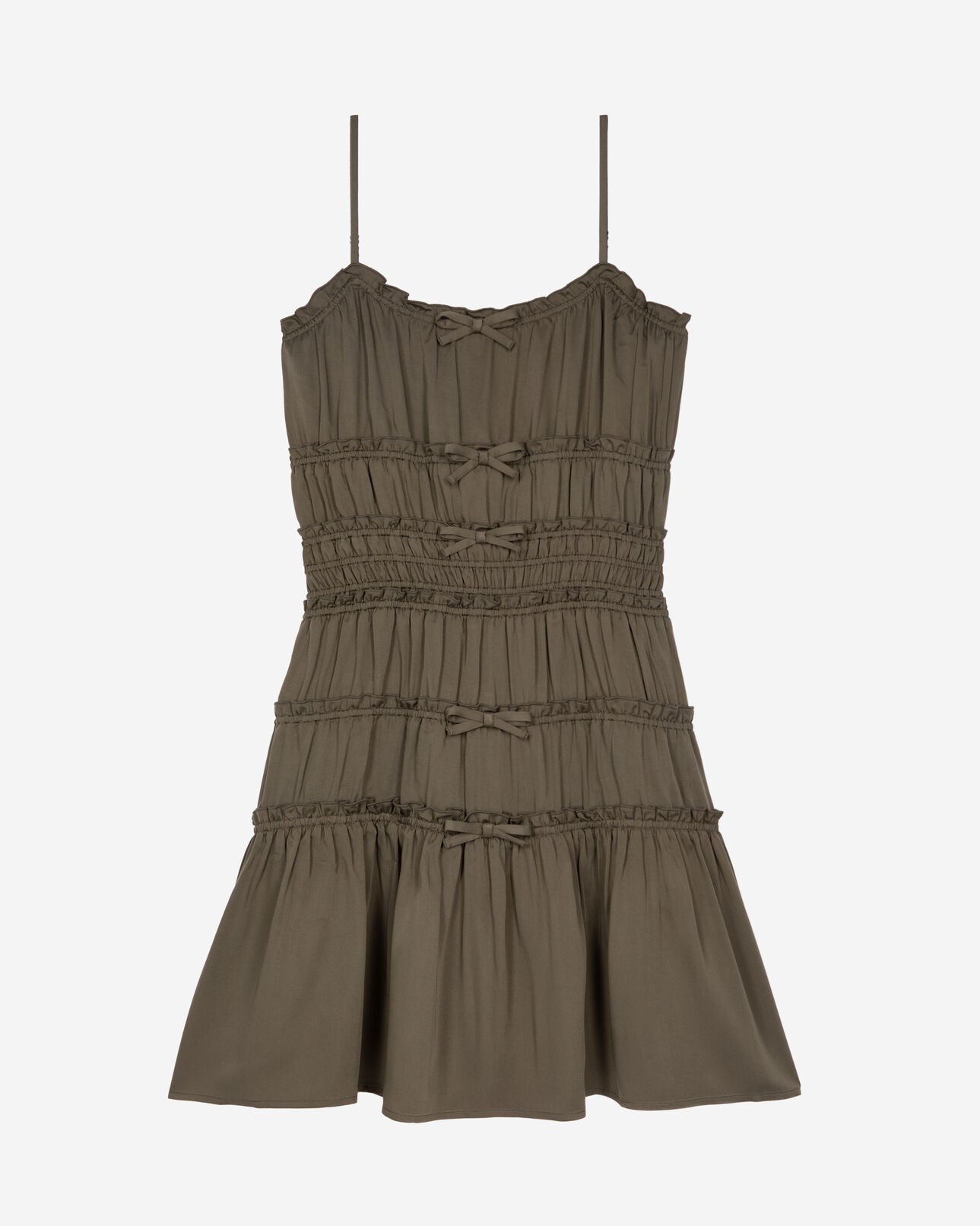 The Kooples F KAKI STONE short khaki dress with bows