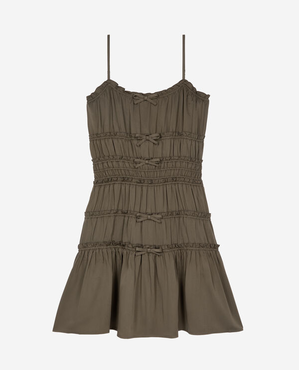 The Kooples DAMEN KAKI STONE kurzes kleid mit schleifen in khaki