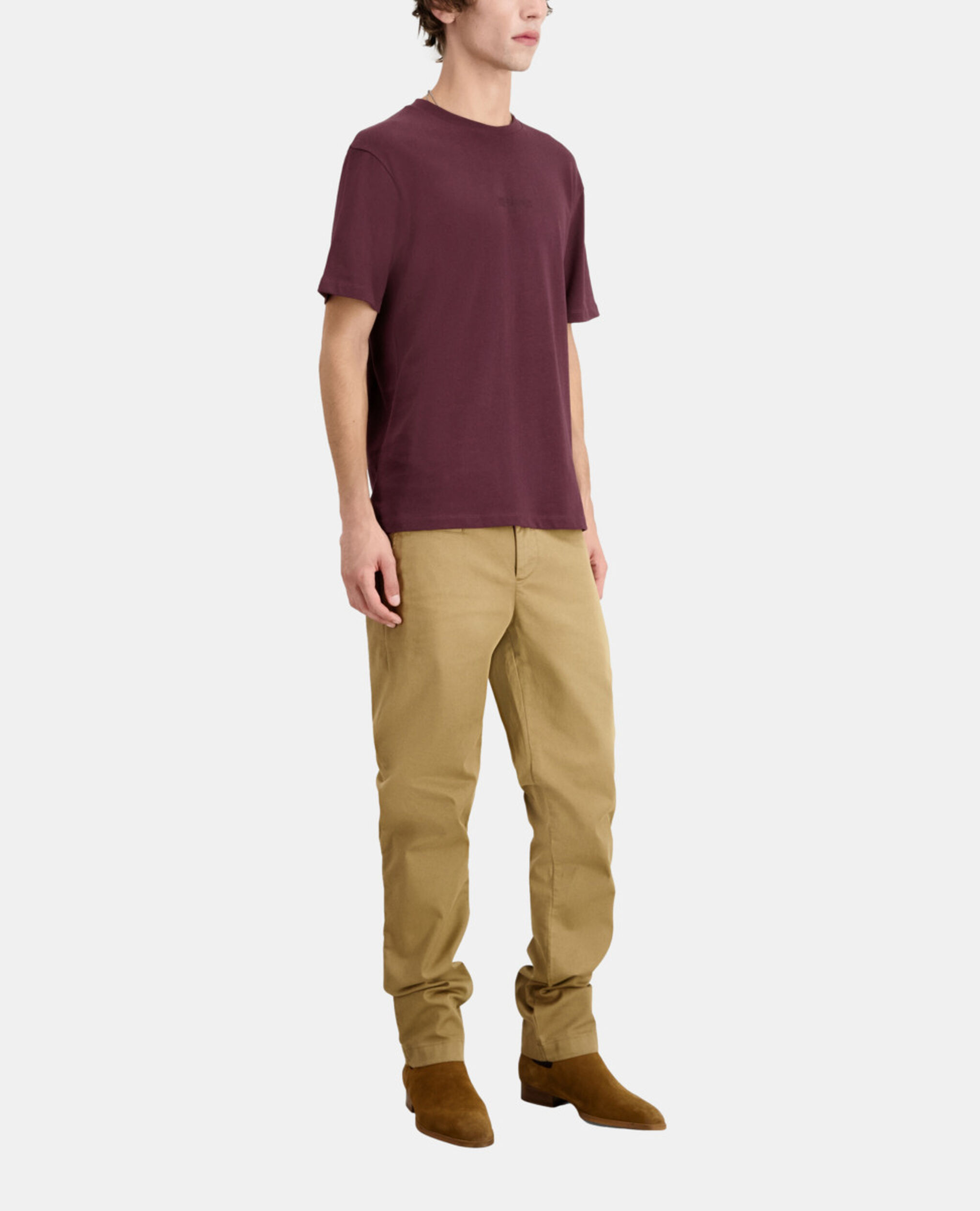 Bordeauxrotes T-Shirt Herren mit Logo, BORDEAUX, hi-res image number null