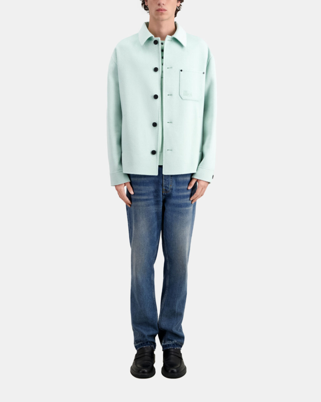 The Kooples HERREN OCEAN grüne hemdjacke aus wolle