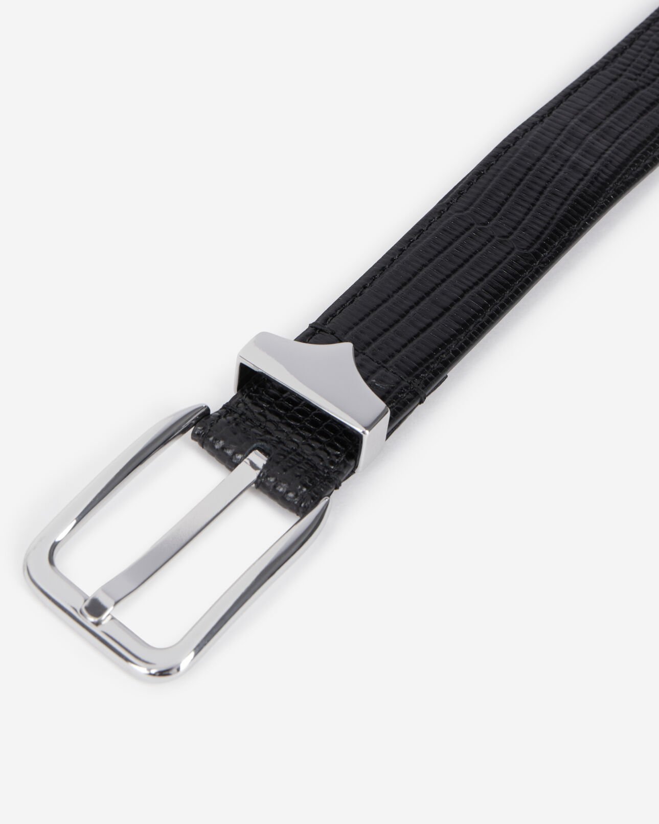 The Kooples HOMME BLACK ceinture en cuir effet crocodile noir
