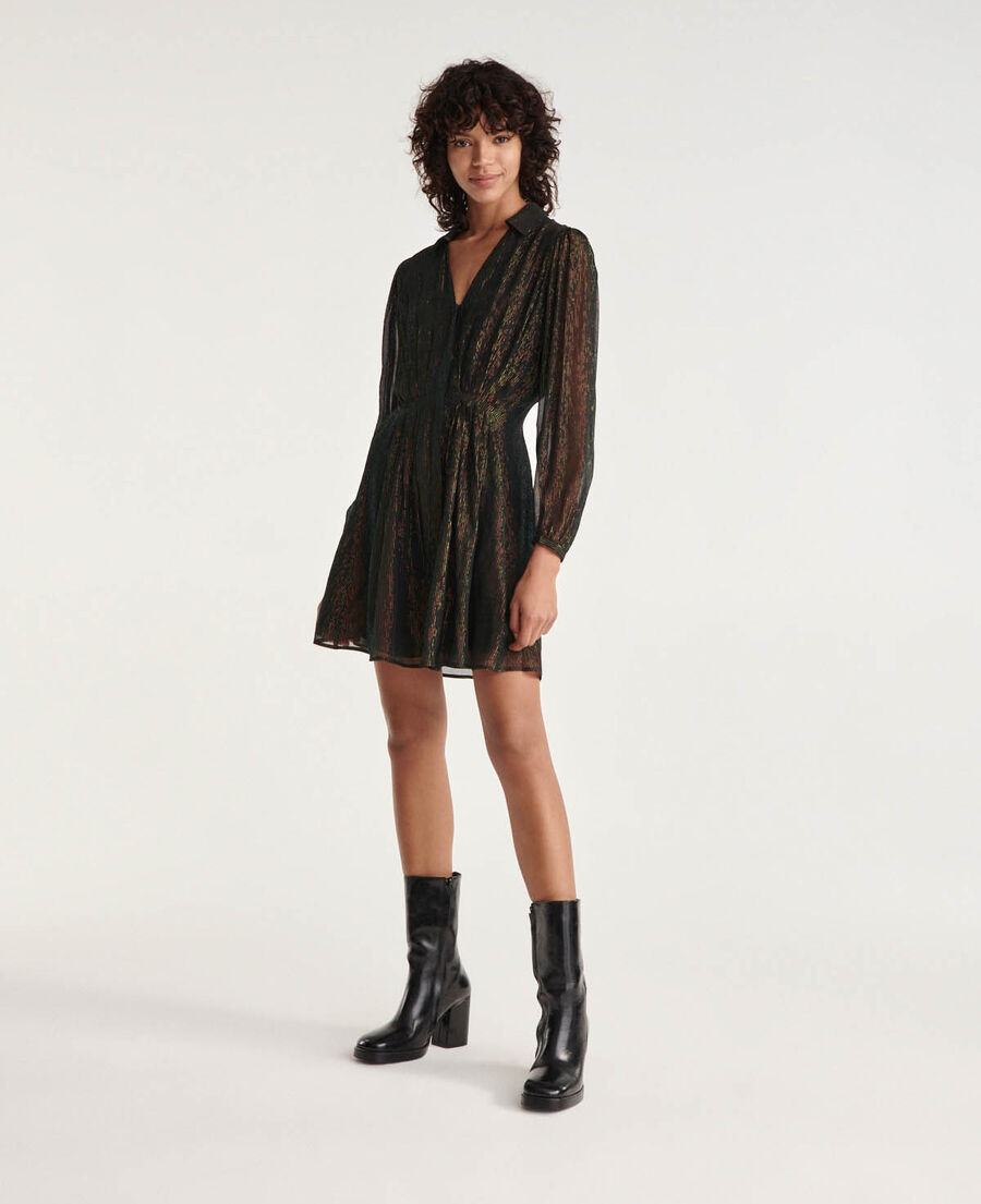 kurzes kleid schwarz streifen grün