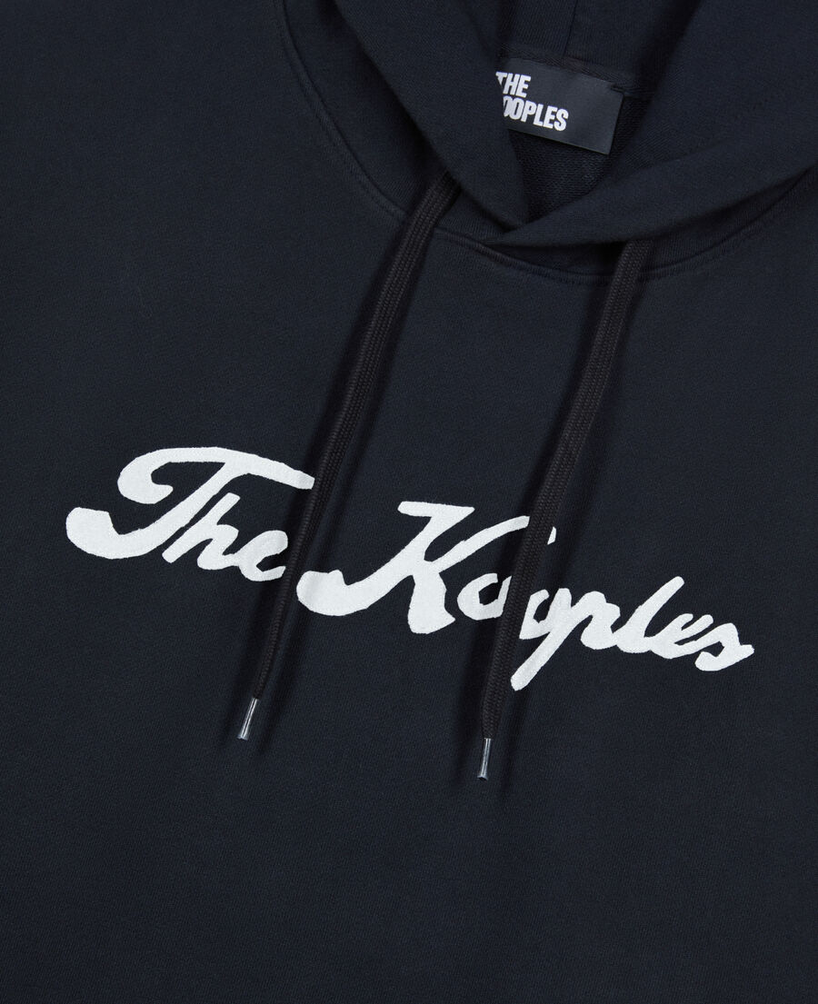 The Kooples HERREN BLACK WASHED schwarzes kapuzensweatshirt mit logo