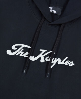 The Kooples HERREN BLACK WASHED schwarzes kapuzensweatshirt mit logo