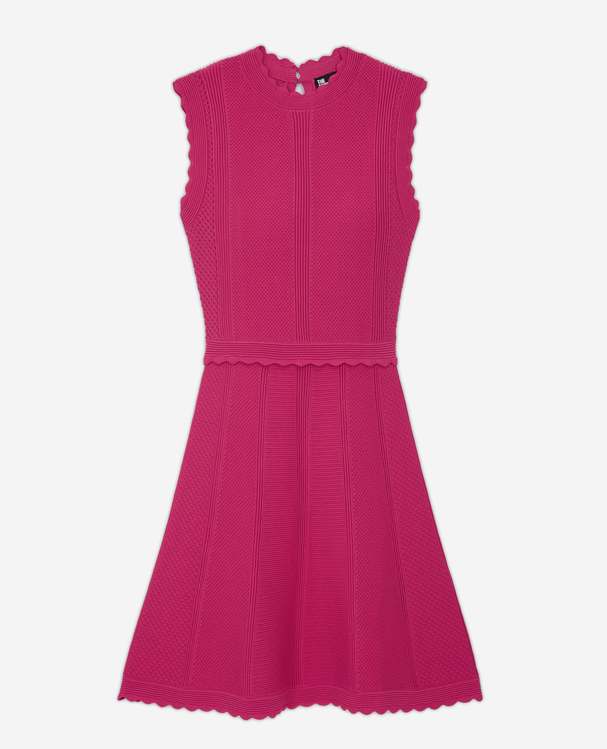 Short pink openwork knit dress, PINK, hi-res image number null