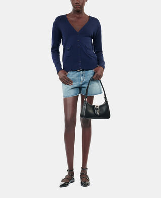 The Kooples WOMEN NAVY navy blue wool cardigan