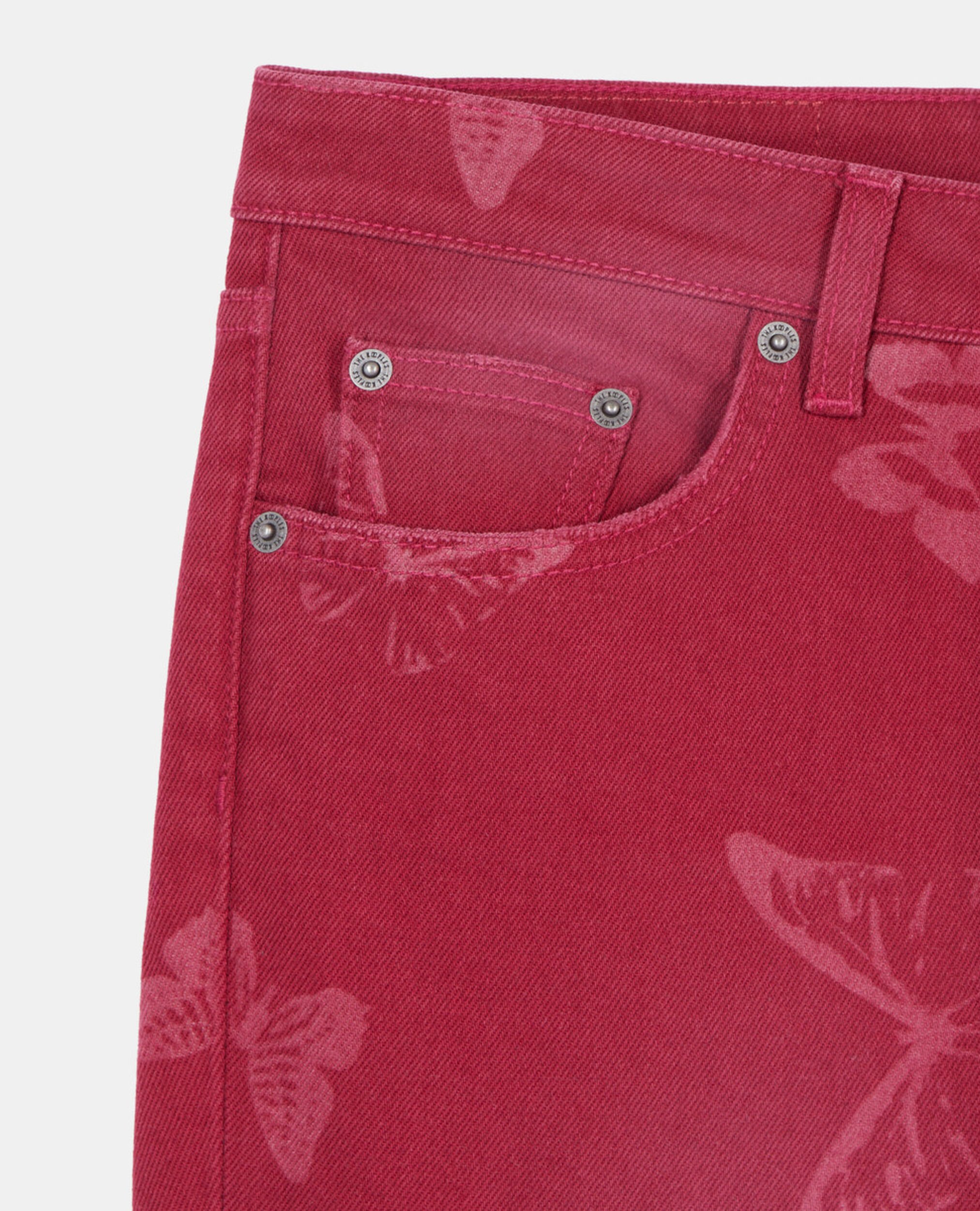 Jeans mit ausgestelltem Bein und Print, DARK RED, hi-res image number null