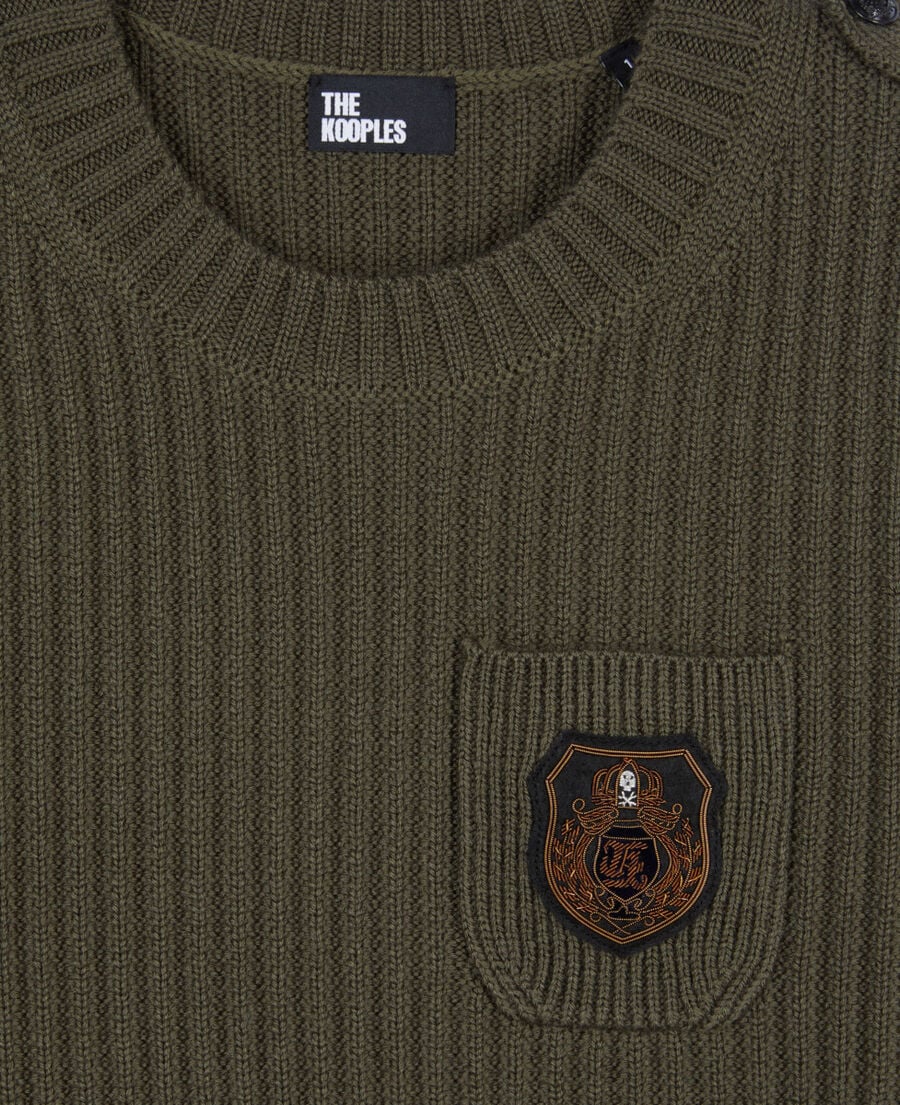 The Kooples DAMEN OLIVE NIGHT gerippter, khakifarbener strickpullover