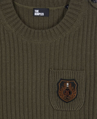 The Kooples DAMEN OLIVE NIGHT gerippter, khakifarbener strickpullover