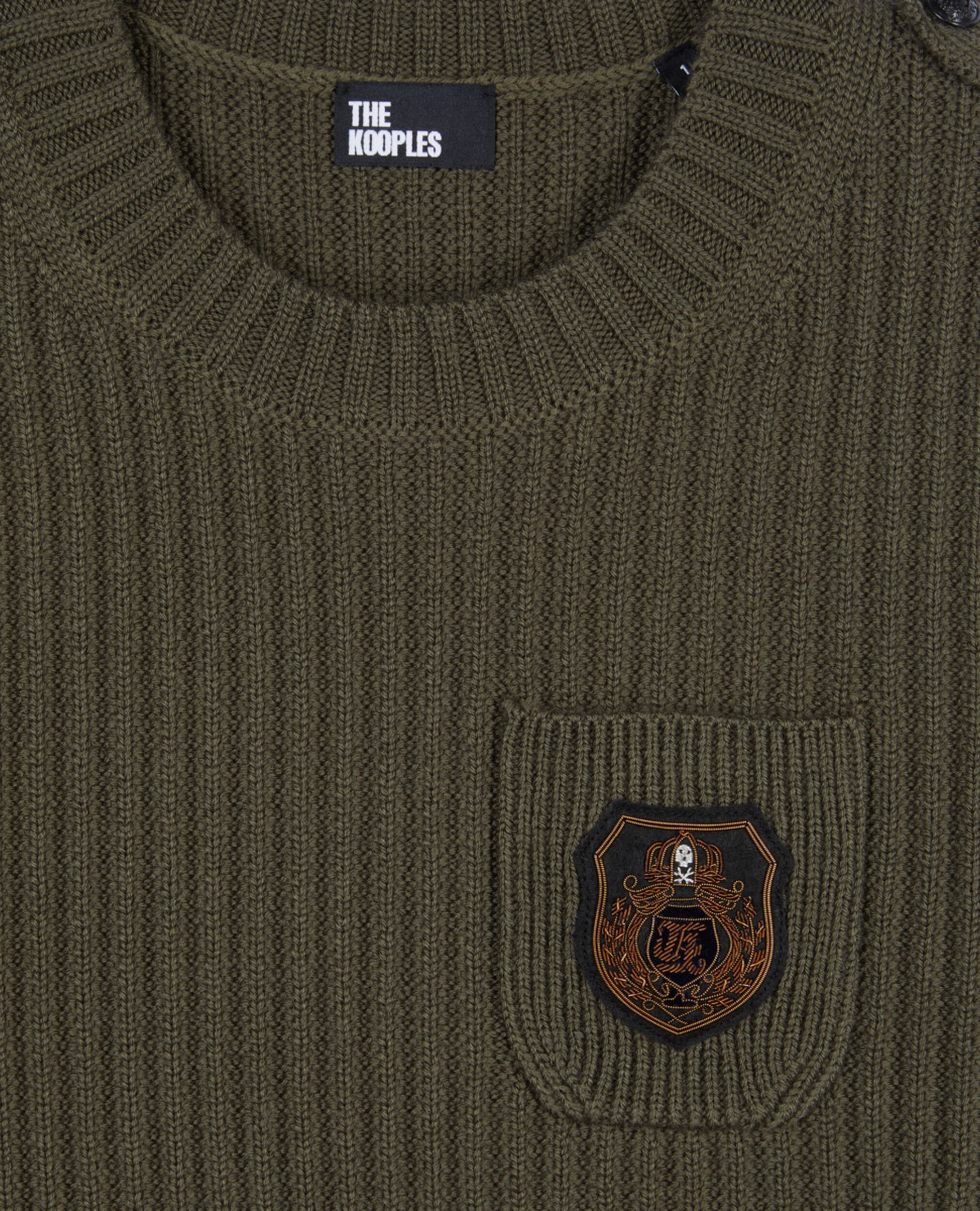 Gerippter, khakifarbener Strickpullover, OLIVE NIGHT, hi-res image number null