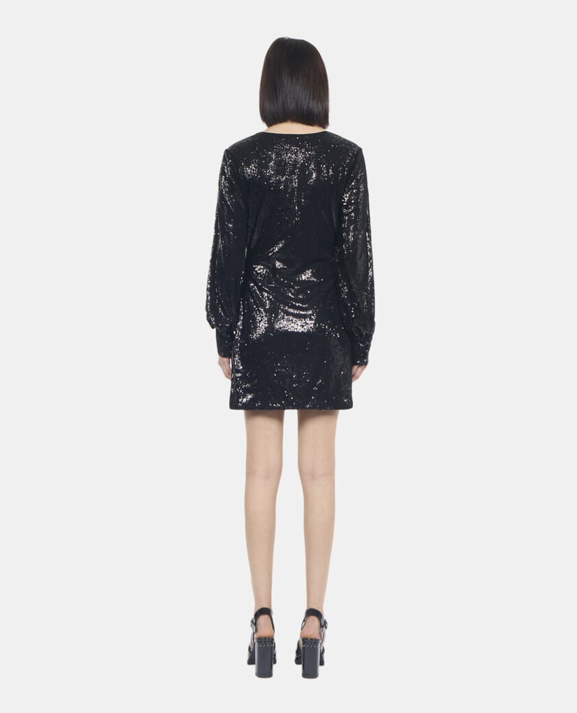 The Kooples FEMME BLACK robe à sequins courte noire