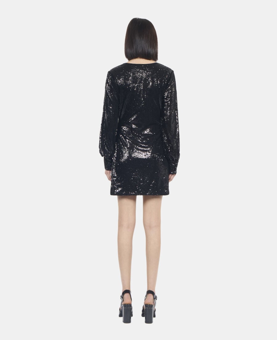 The Kooples FEMME BLACK robe à sequins courte noire