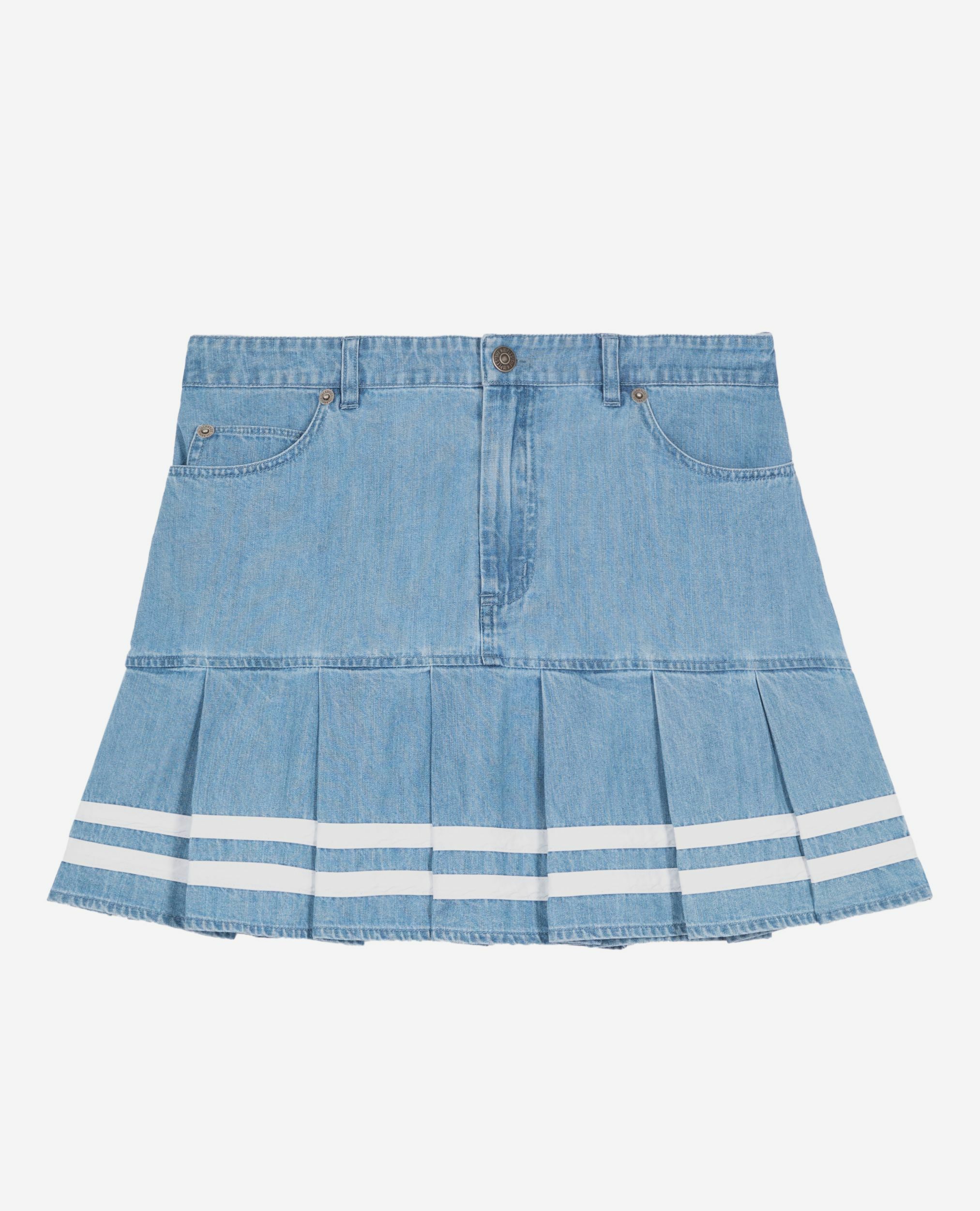 Jupe courte plissée en denim, BABY BLUE, hi-res image number null