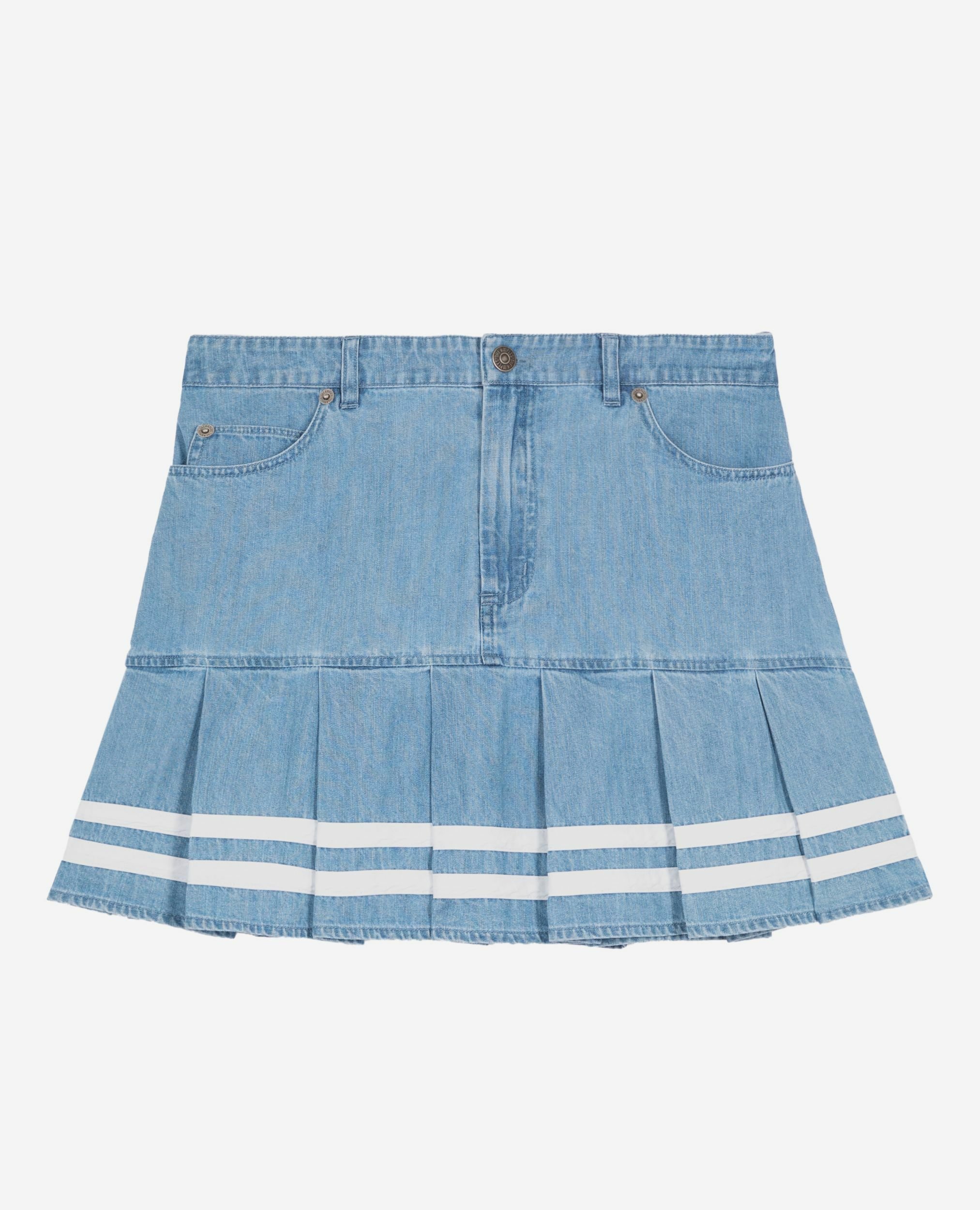 Jupe courte plissée en denim, BABY BLUE, hi-res image number null
