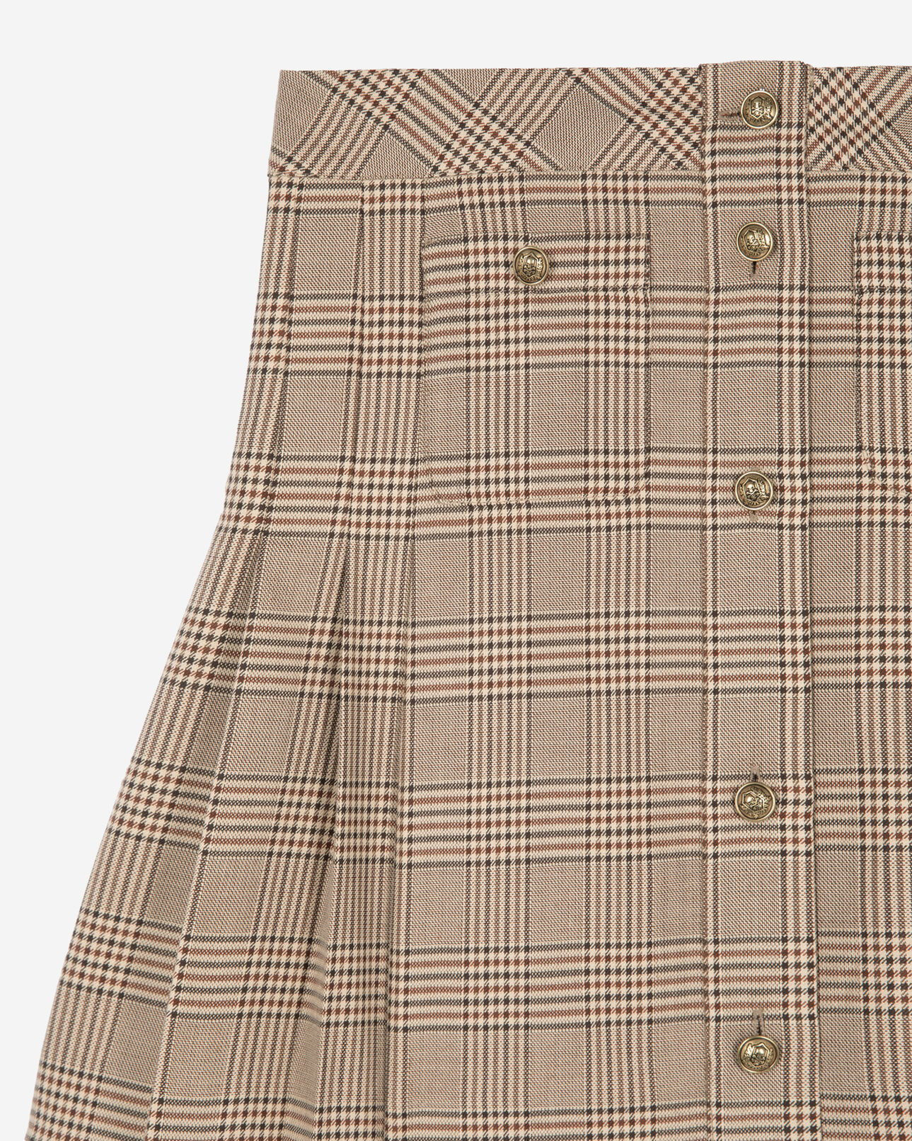 The Kooples WOMEN BEIGE-BROWN prince of wales short skirt beige