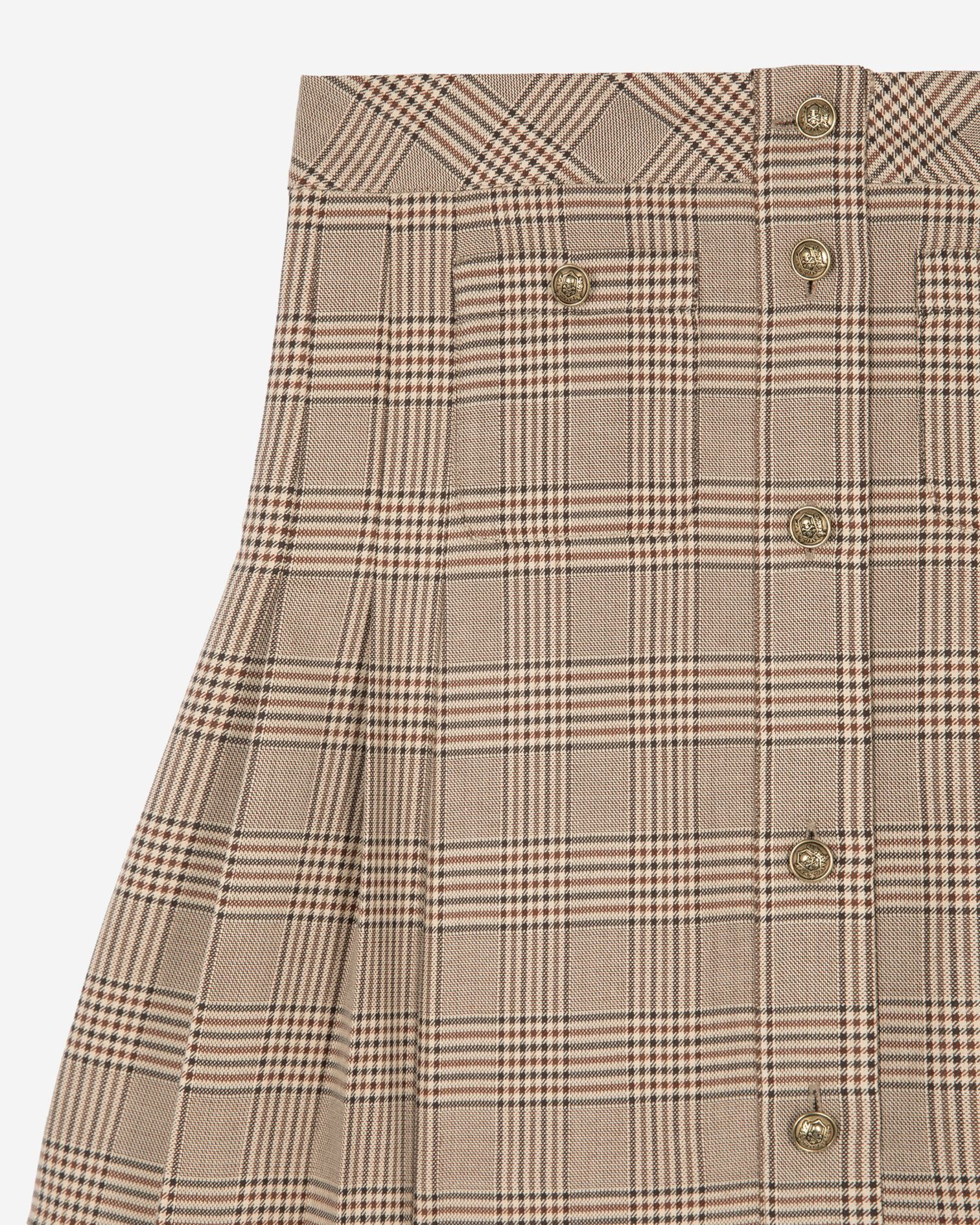 Prince of Wales short skirt beige, BEIGE-BROWN, hi-res image number null