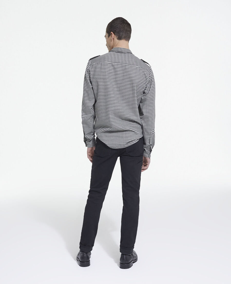 chemise col classique en laine à carreaux