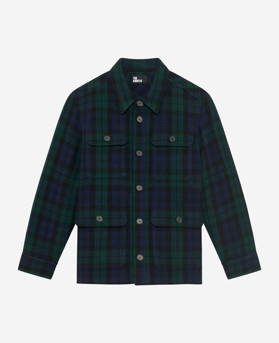 The Kooples H GREEN / BLACK dark green tartan overshirt