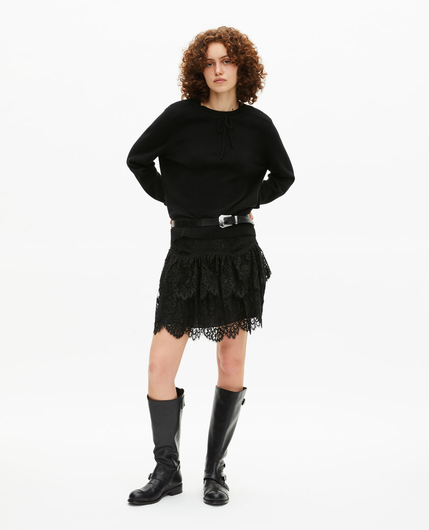 The Kooples F BLACK black cashmere round-neck sweater