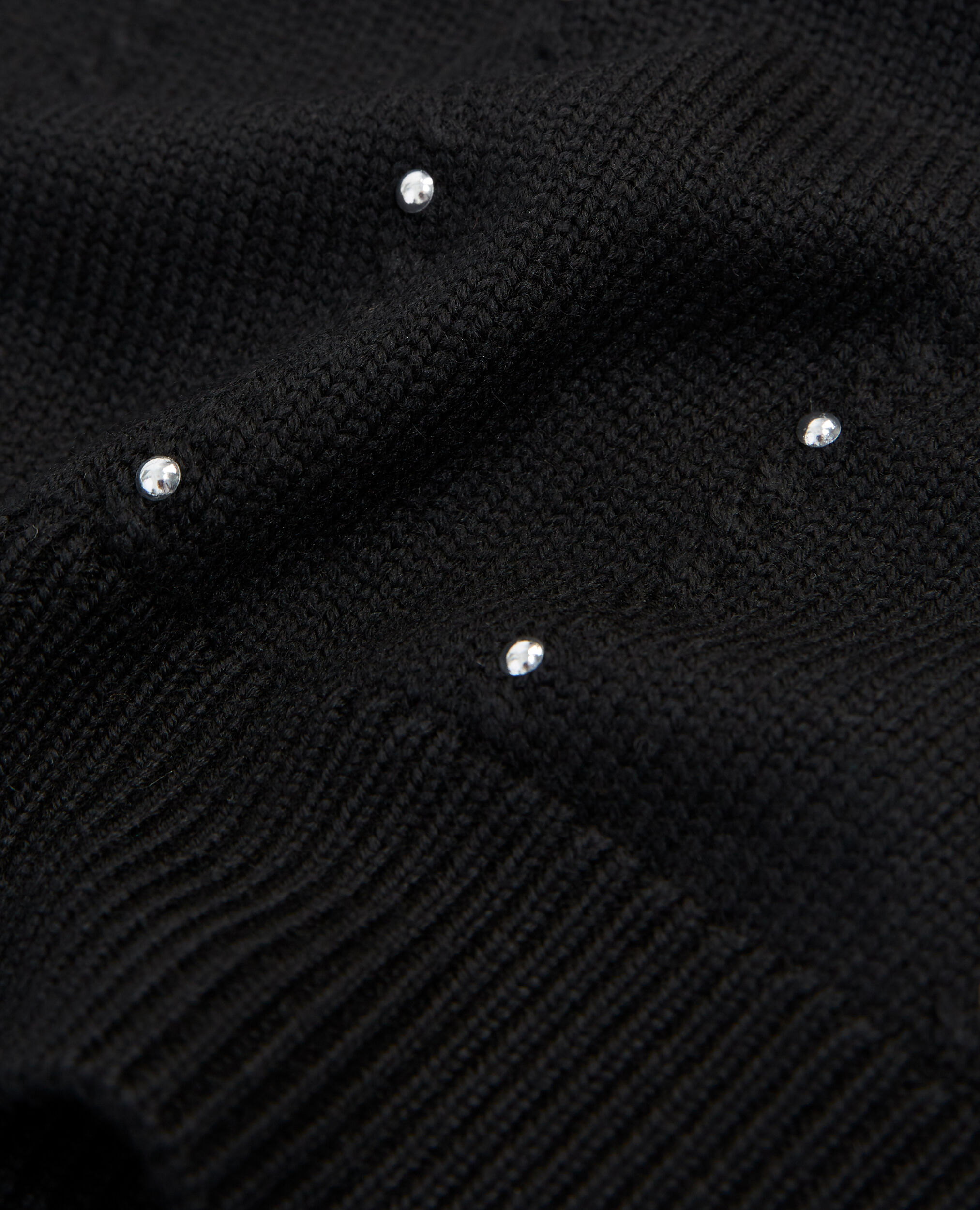 Pull noir fronces épaules détails studs, BLACK, hi-res image number null