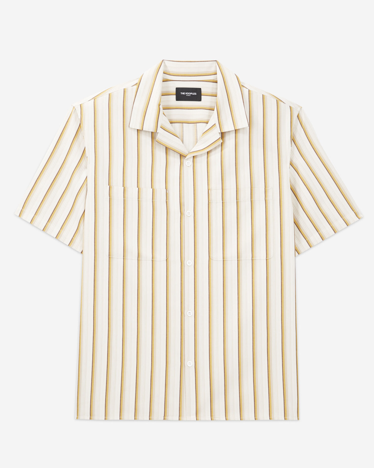 Chemise col hawaien rayée blanche et jaune, ORANGE ECRU, hi-res image number null