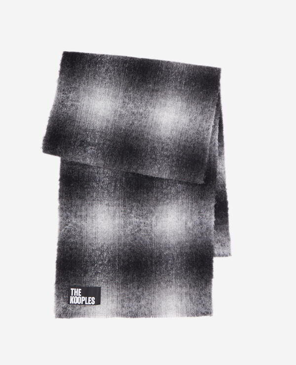 black checked wool-blend scarf