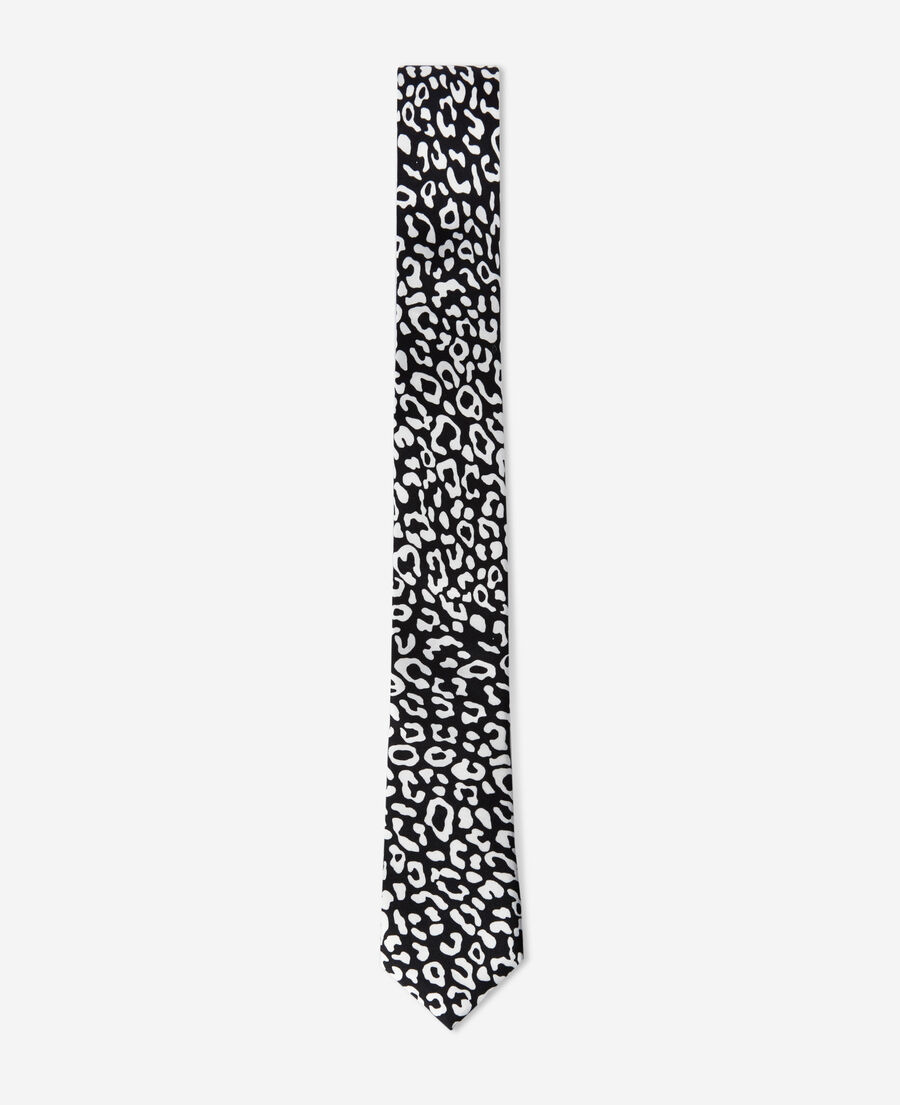 black silk tie with leopard print