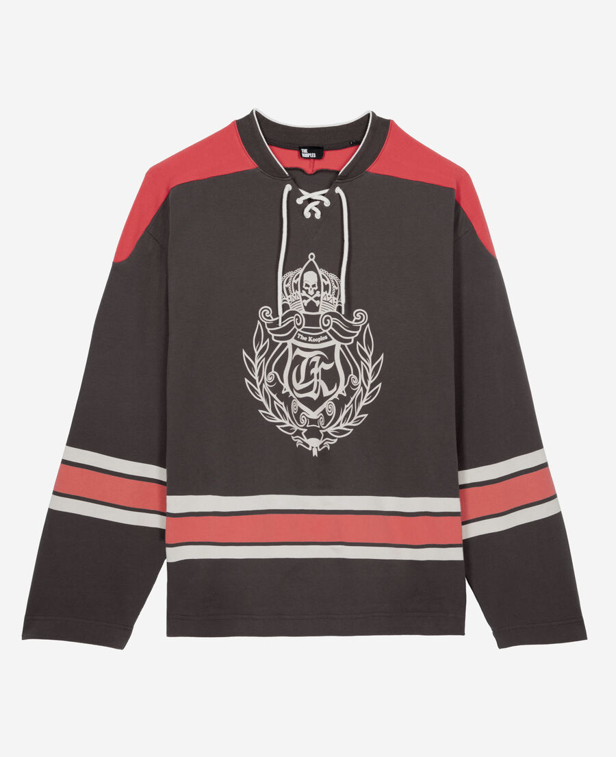 The Kooples HERREN BLACK WASHED sweatshirt mit schwarzem wappen