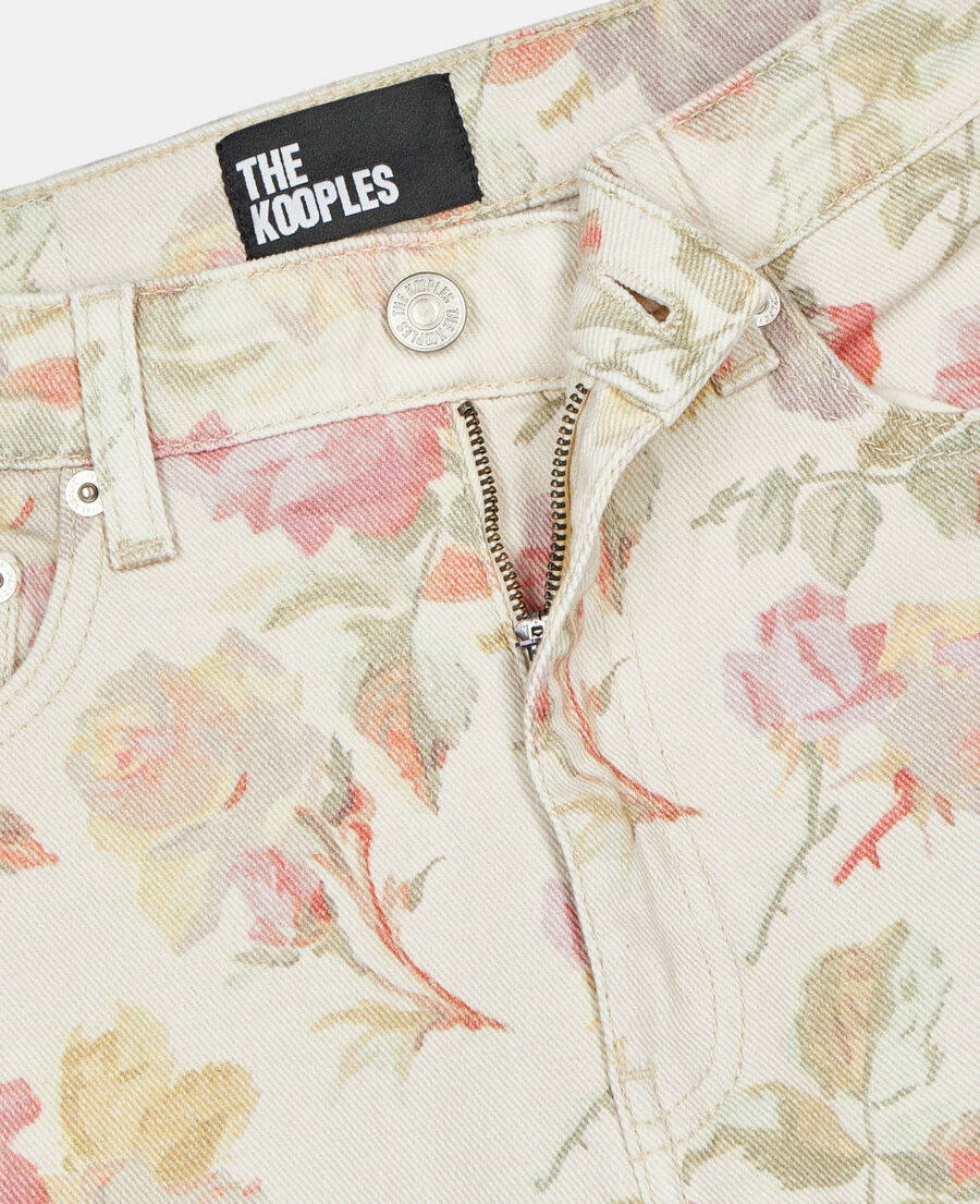 The Kooples F ECRU floral printed boyfriend jeans