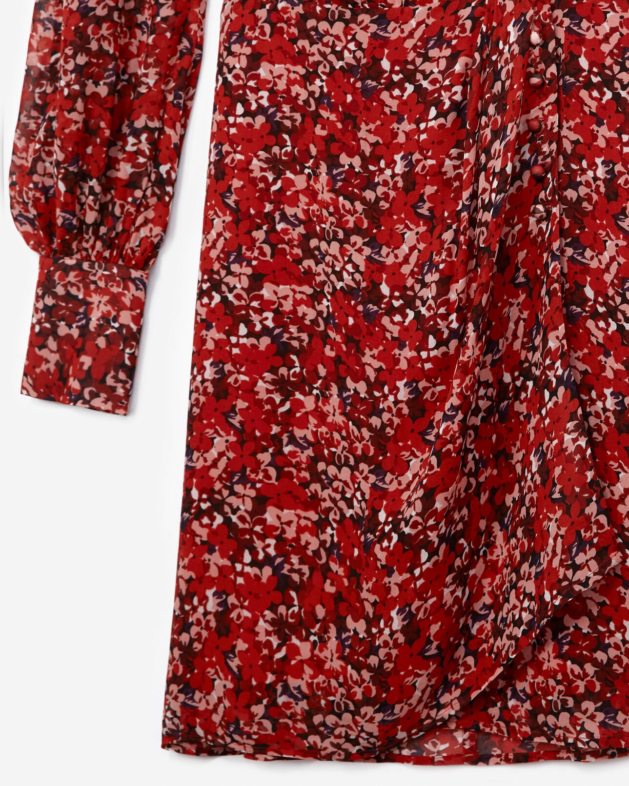 The Kooples WOMEN RED flowing red dress with floral motif