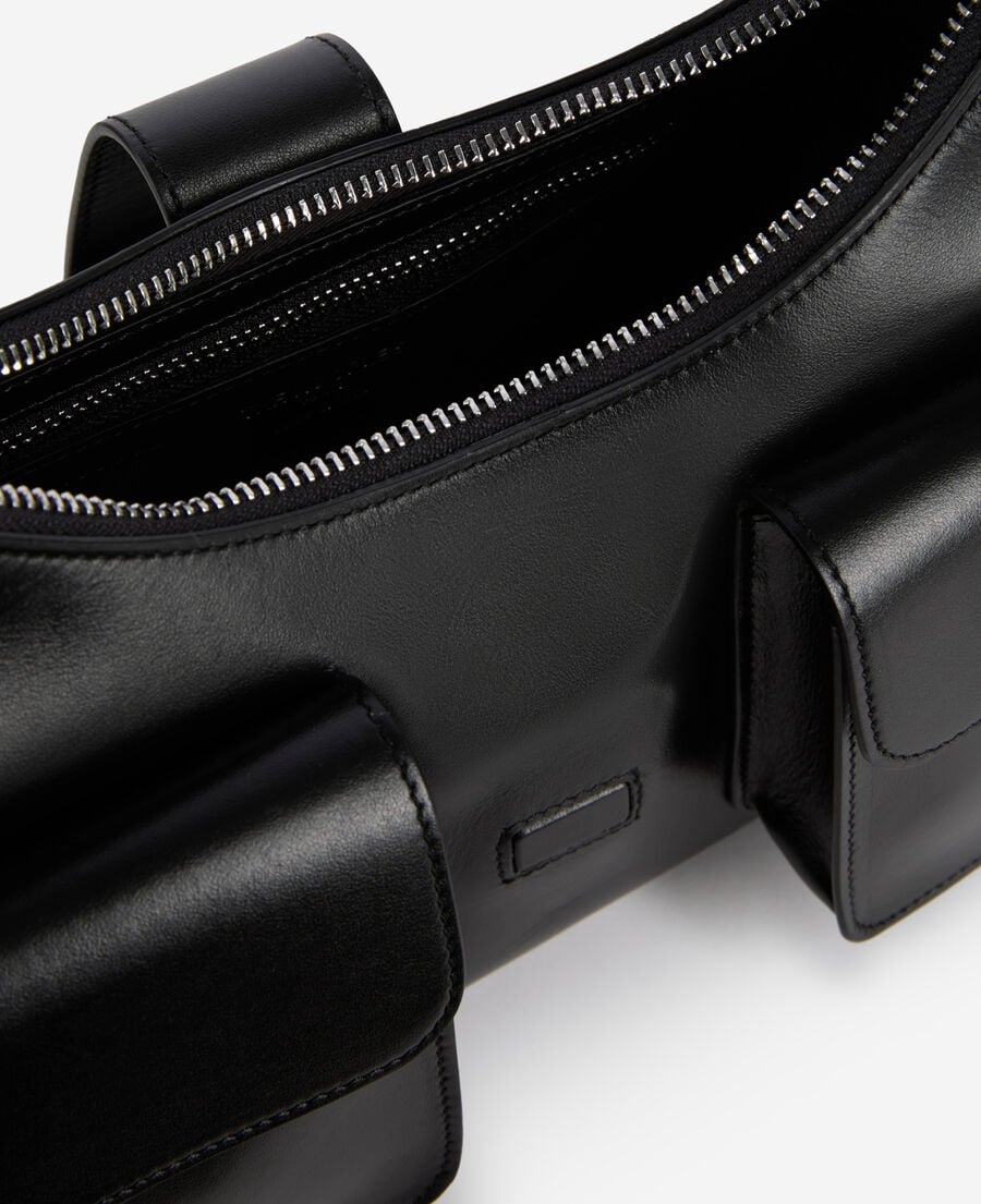 The Kooples WOMEN BLACK amelia bag with chain in black smooth leather