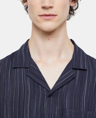 The Kooples MEN DARK NAVY-ECRU navy blue striped shirt
