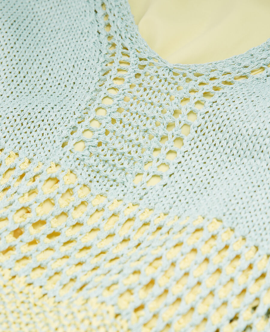 green and yellow printed mesh dress