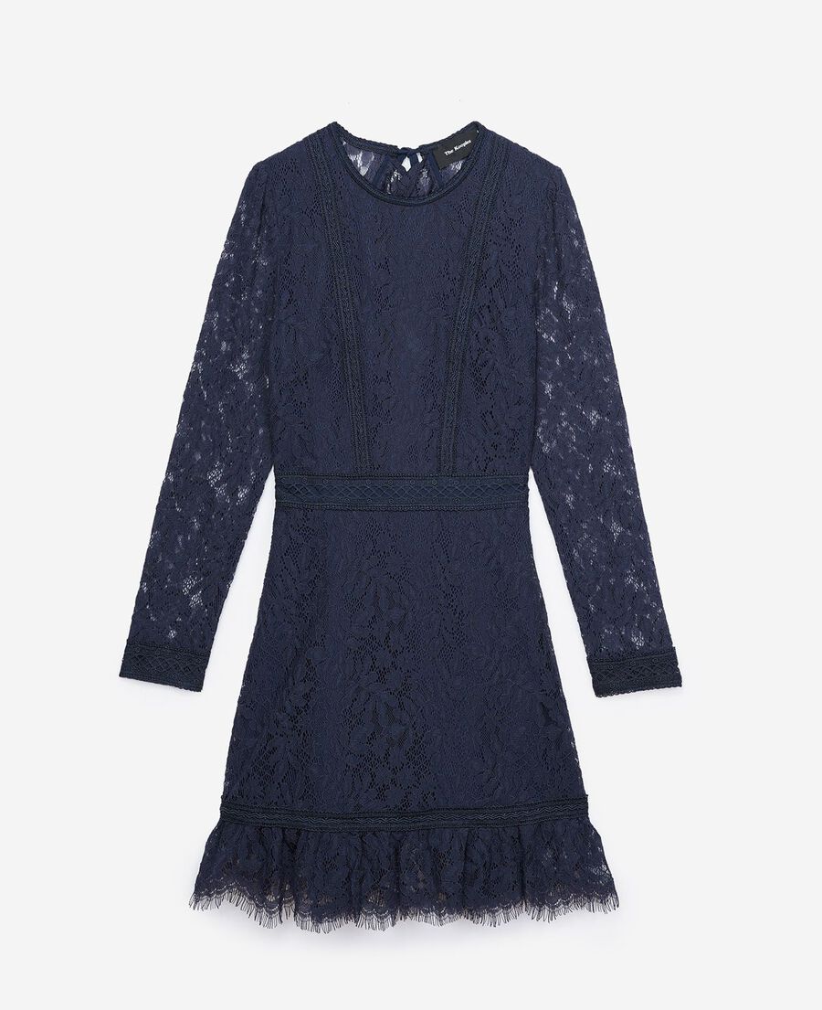 Open back navy lace dress The Kooples US