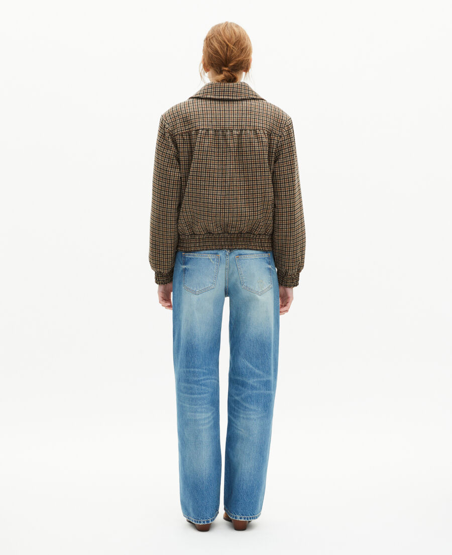 The Kooples FEMME CAMEL / BEIGE blouson pied de poule en laine camel