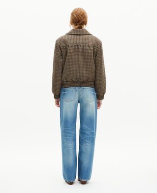 The Kooples FEMME CAMEL / BEIGE blouson pied de poule en laine camel