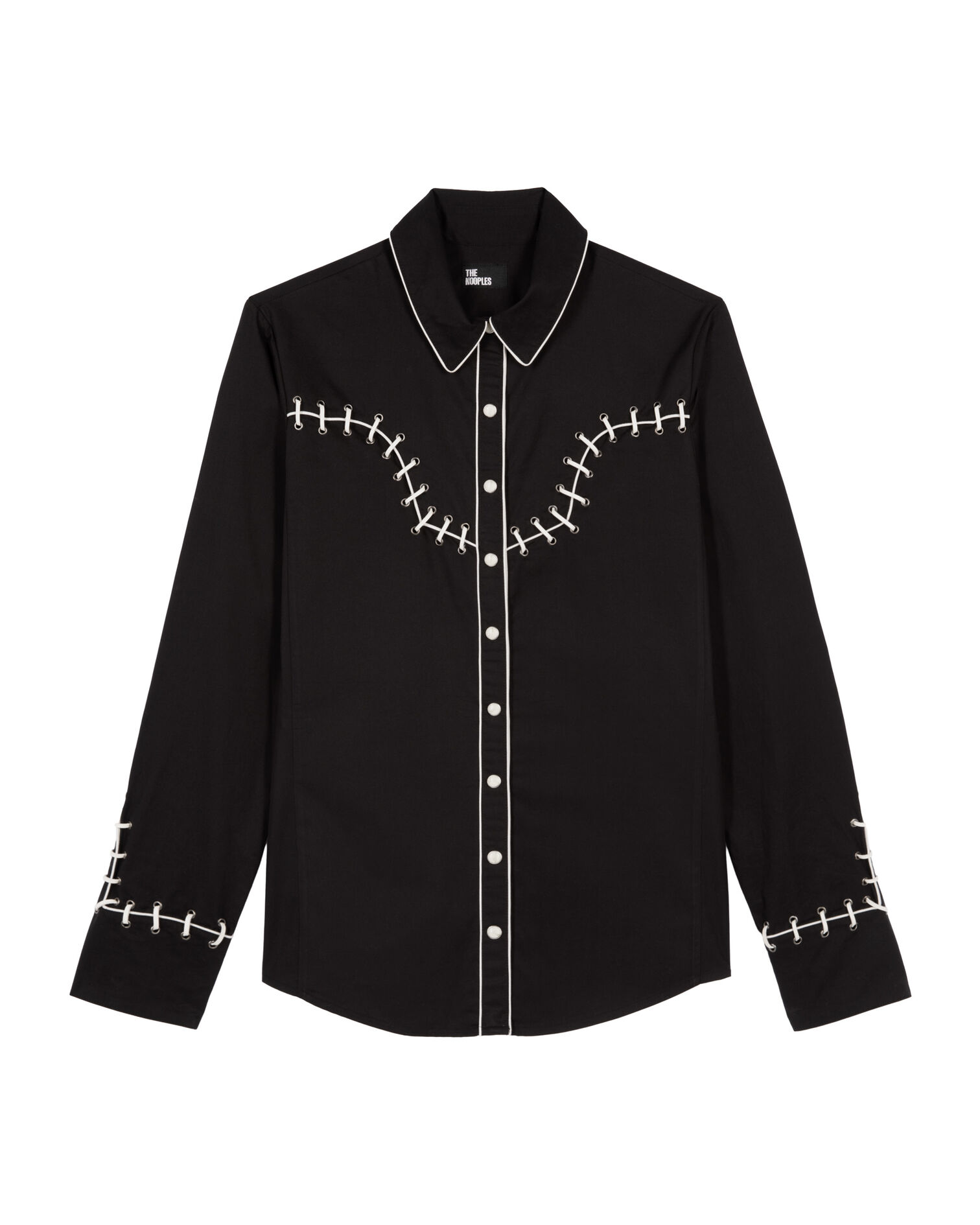 Shirt with black embroidery, BLACK, hi-res image number null
