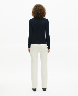 The Kooples WOMEN NAVY round-neck sweater in navy merino wool
